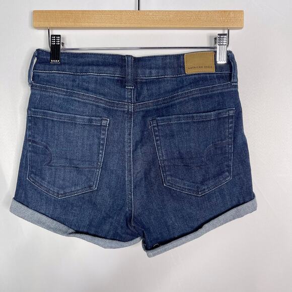 American Eagle 2 Next Level Stretch Super Hi Rise Shortie Denim Rolled Cuff Hem - Picture 2 of 9